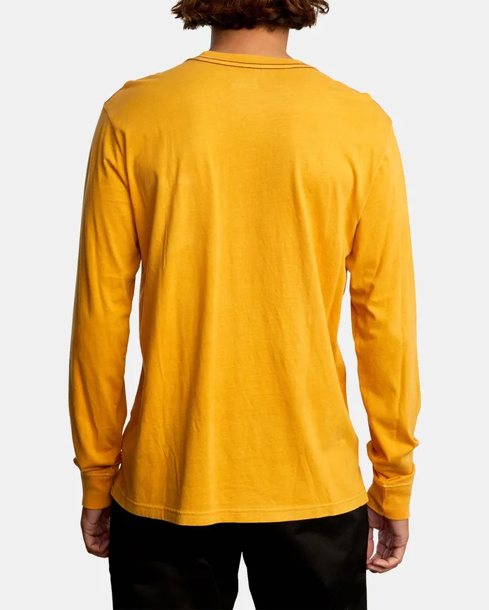 RVCA Mens Short Sleeves Ptc Pigment Long Sleeve Tee Golden Rod Gdr