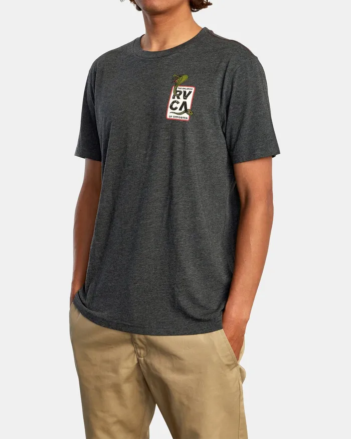 RVCA Mens Short Sleeves Snake Eyes Short Sleeve Tee Black Blk