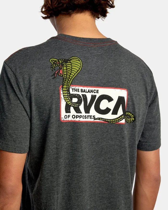 RVCA Mens Short Sleeves Snake Eyes Short Sleeve Tee Black Blk