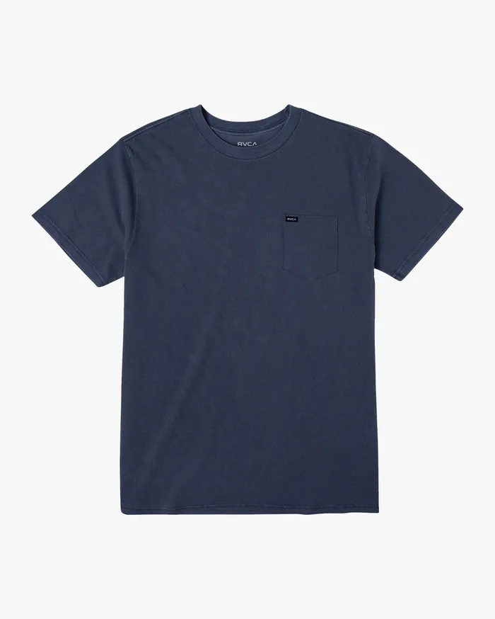 RVCA Mens Short Sleeves Solo Label Pigment Dye Short Sleeve Tee Navy Marine Myv RVCA Mens Short Sleeves Solo Label Pigment Dye Short Sleeve Tee Navy Marine Myv