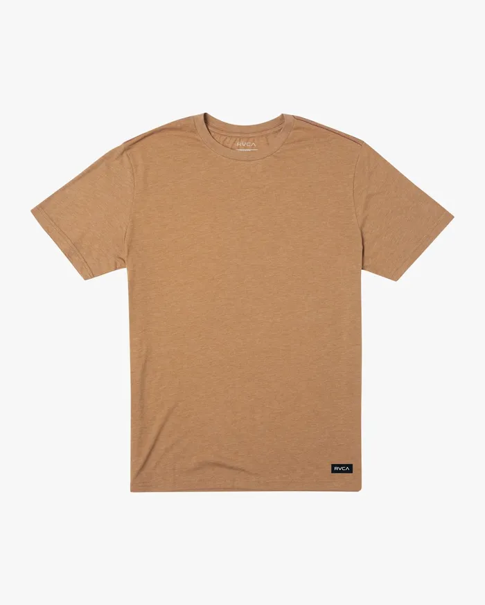 RVCA Mens Short Sleeves Solo Label Short Sleeve Tee Camel Cml