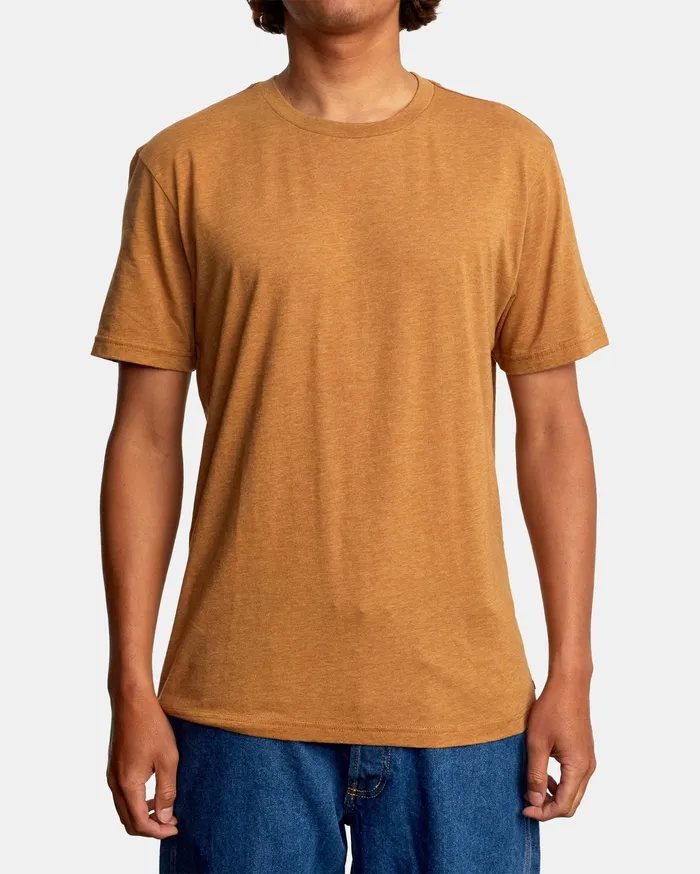 RVCA Mens Short Sleeves Solo Label Short Sleeve Tee Camel Cml