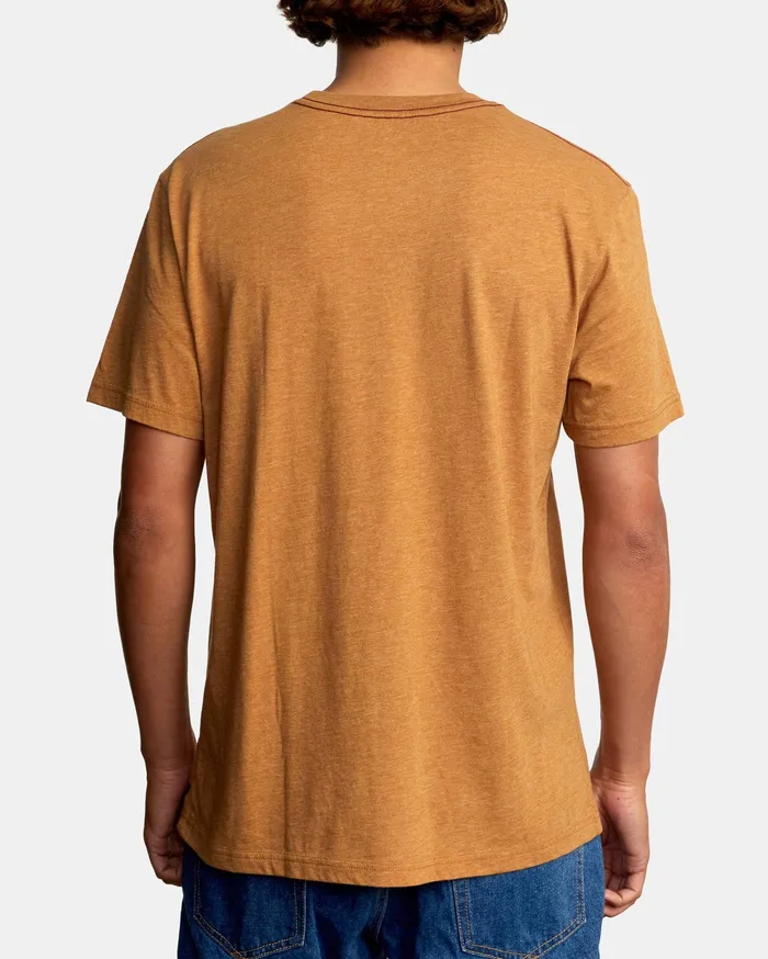RVCA Mens Short Sleeves Solo Label Short Sleeve Tee Camel Cml