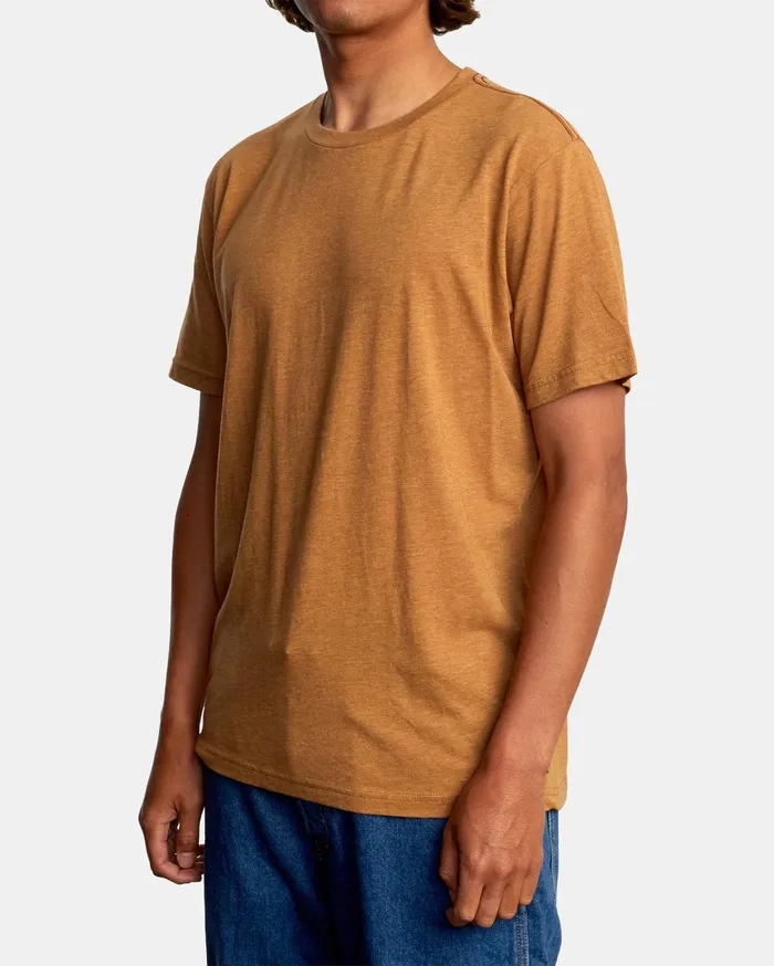 RVCA Mens Short Sleeves Solo Label Short Sleeve Tee Camel Cml