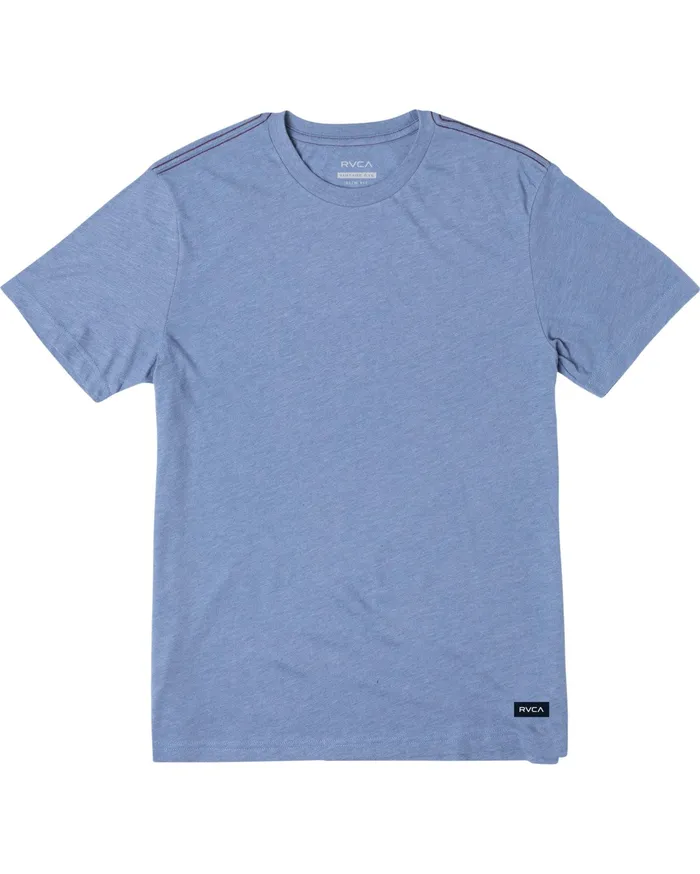 RVCA Mens Short Sleeves Solo Label Short Sleeve Tee French Blue Frb