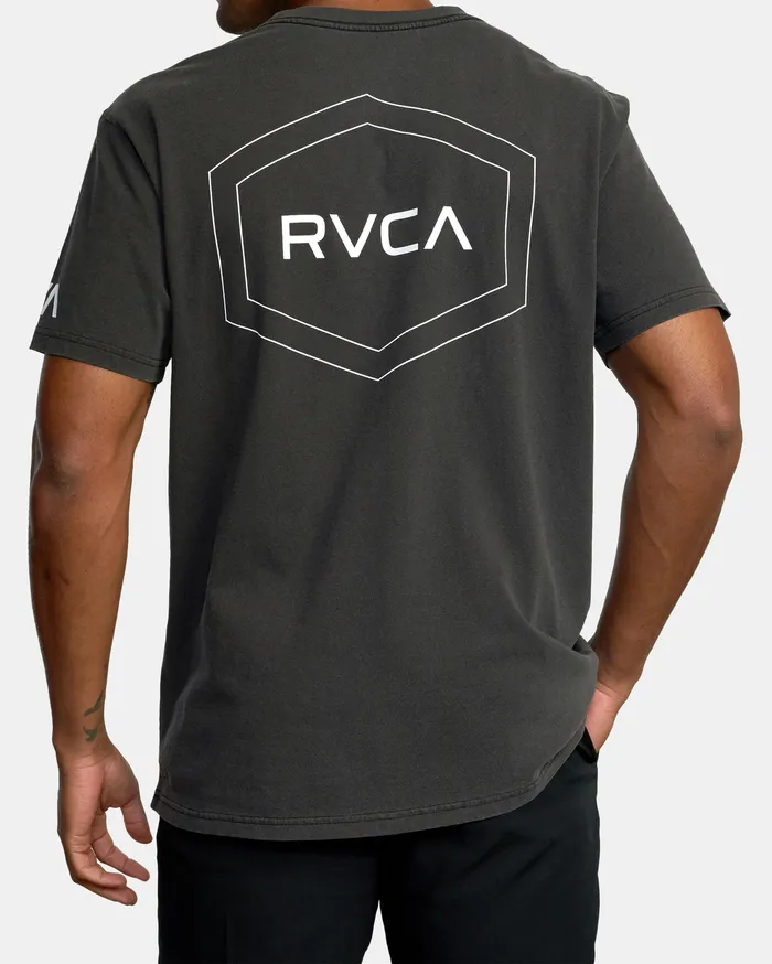 RVCA Mens Short Sleeves Va Sport Big Pin Workout Shirt Black Blk
