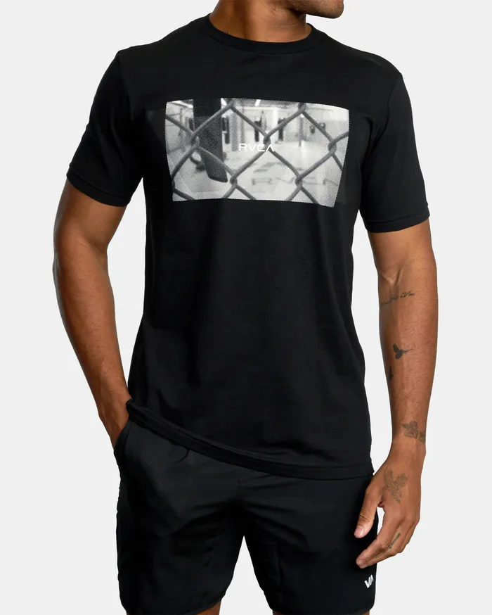 RVCA Mens Short Sleeves Va Sport Gym Lay Workout Shirt Black Blk
