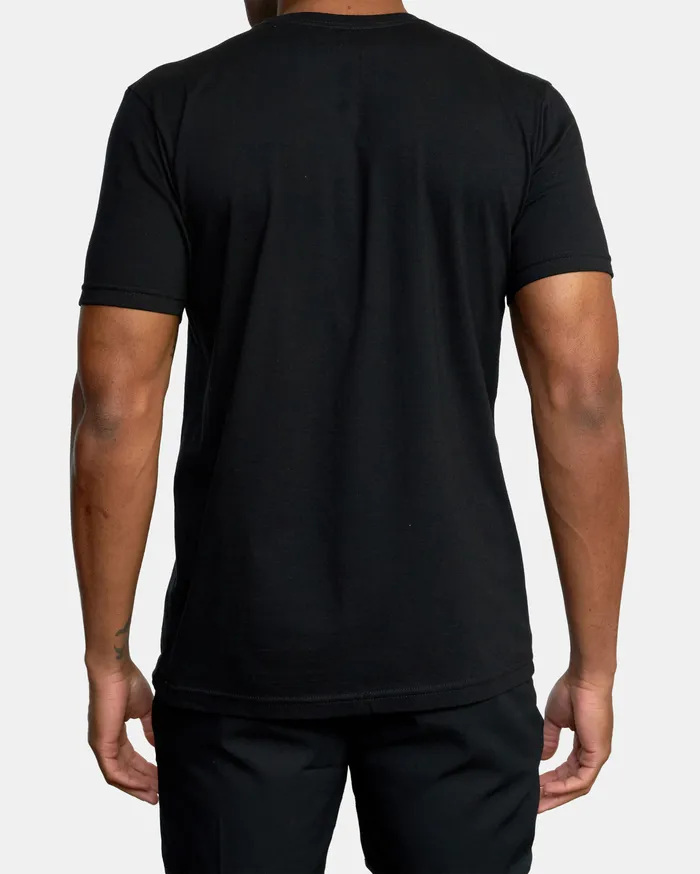 RVCA Mens Short Sleeves Va Sport Gym Lay Workout Shirt Black Blk