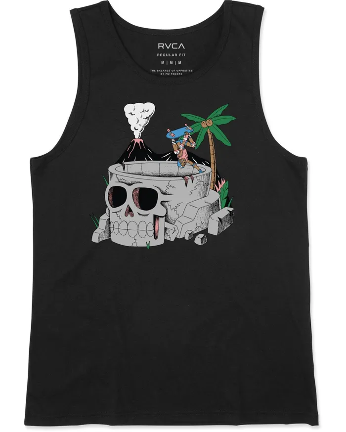 RVCA Mens Tank Tops Luke P Skull Bowl Tank Top Black Blk