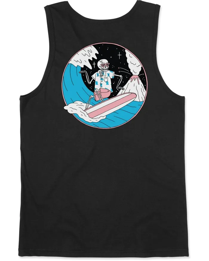 RVCA Mens Tank Tops Luke P Skull Shred Tank Top Black Blk