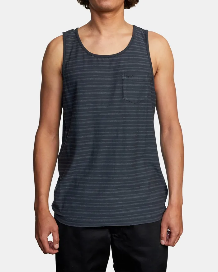 RVCA Mens Tank Tops Ptc Texture Stripe Tank Top Black Blk