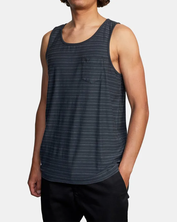 RVCA Mens Tank Tops Ptc Texture Stripe Tank Top Black Blk