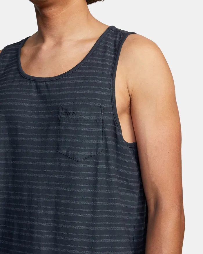 RVCA Mens Tank Tops Ptc Texture Stripe Tank Top Black Blk