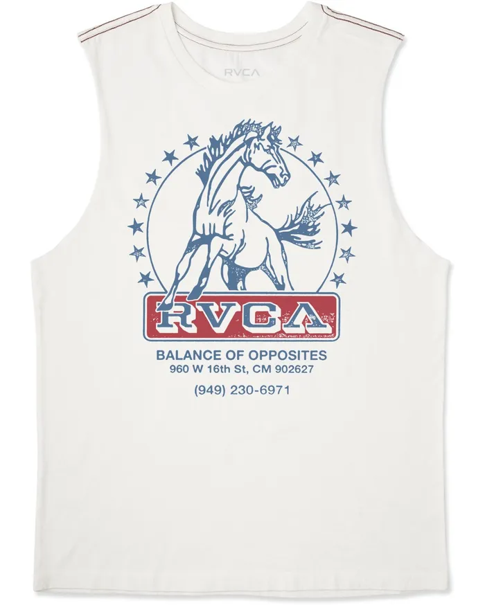 RVCA Mens Tank Tops Unbroken Muscle Tank Top Antique White Anw