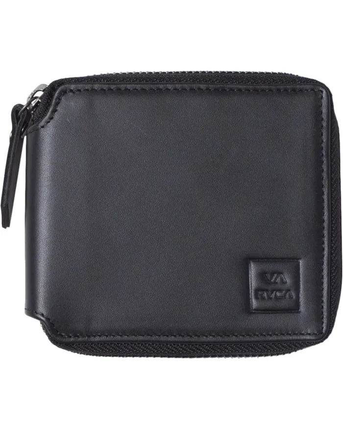 RVCA Mens Wallets Rvca Zip Leather Wallet Black Blk Casaul