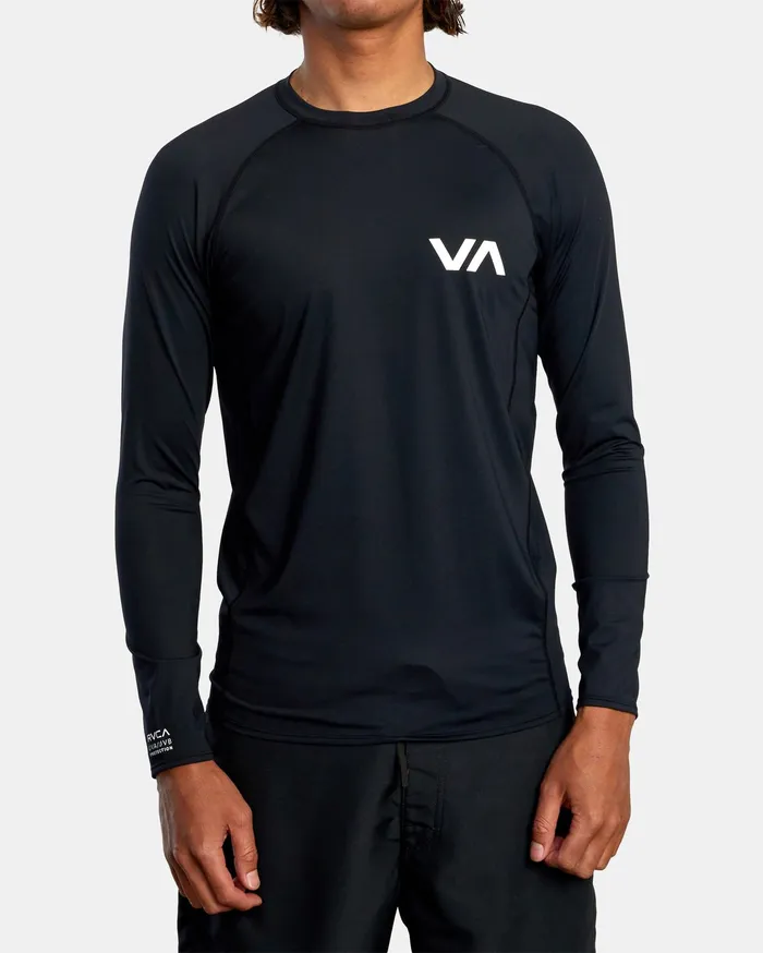 RVCA Mens Wetsuit Jackets and Tops Rvca Long Sleeve Rashguard Black Blk