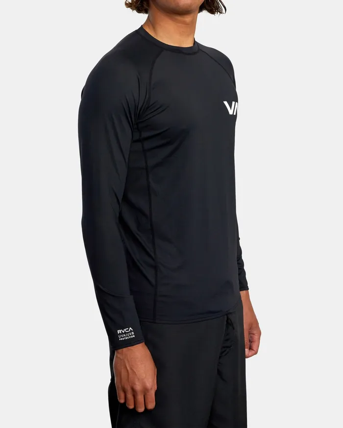 RVCA Mens Wetsuit Jackets and Tops Rvca Long Sleeve Rashguard Black Blk