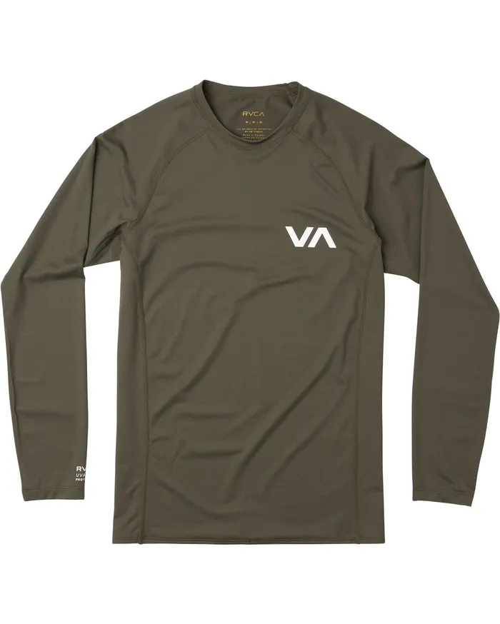 RVCA Mens Wetsuit Jackets and Tops Rvca Long Sleeve Rashguard Olive Olv