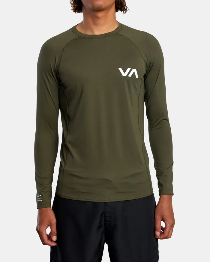 RVCA Mens Wetsuit Jackets and Tops Rvca Long Sleeve Rashguard Olive Olv