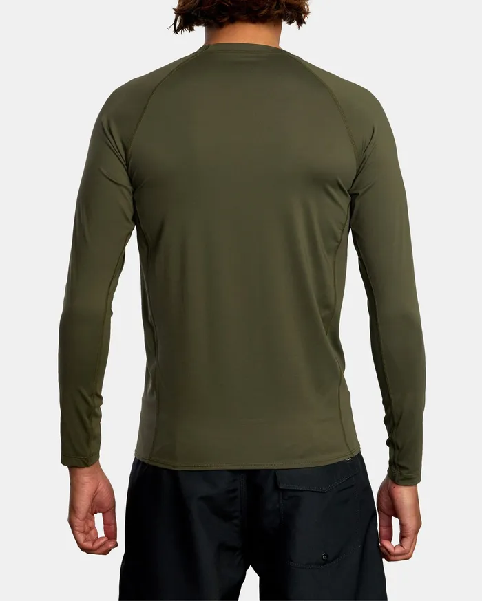 RVCA Mens Wetsuit Jackets and Tops Rvca Long Sleeve Rashguard Olive Olv