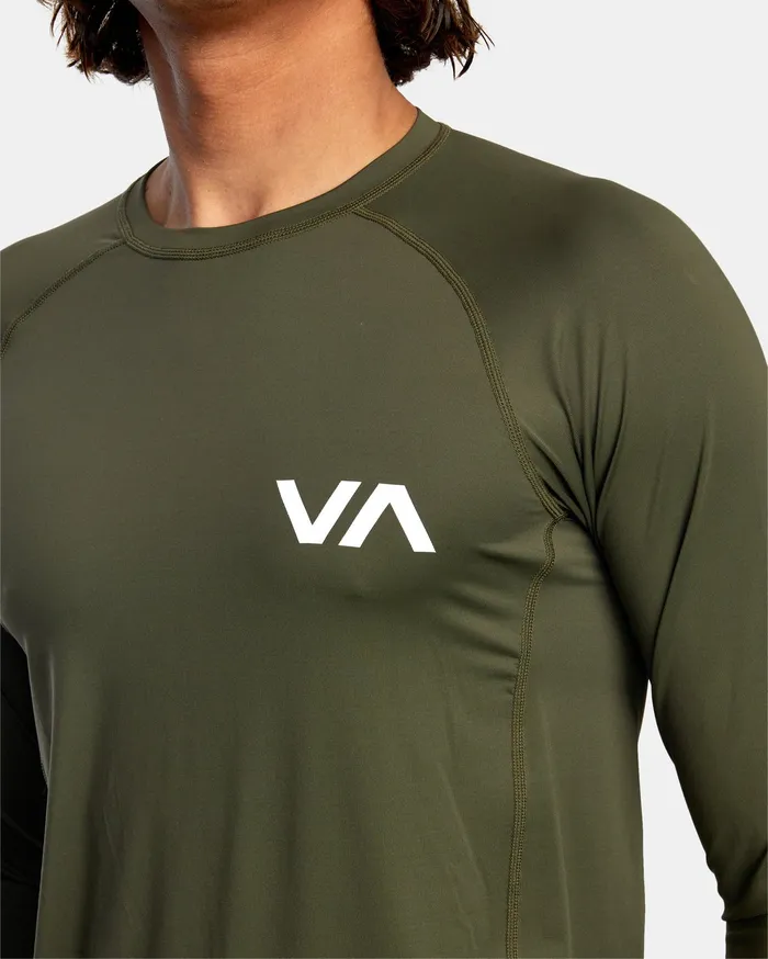 RVCA Mens Wetsuit Jackets and Tops Rvca Long Sleeve Rashguard Olive Olv