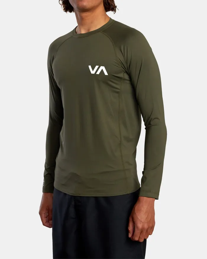 RVCA Mens Wetsuit Jackets and Tops Rvca Long Sleeve Rashguard Olive Olv