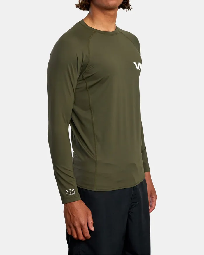 RVCA Mens Wetsuit Jackets and Tops Rvca Long Sleeve Rashguard Olive Olv