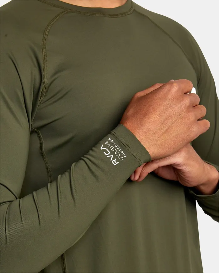 RVCA Mens Wetsuit Jackets and Tops Rvca Long Sleeve Rashguard Olive Olv