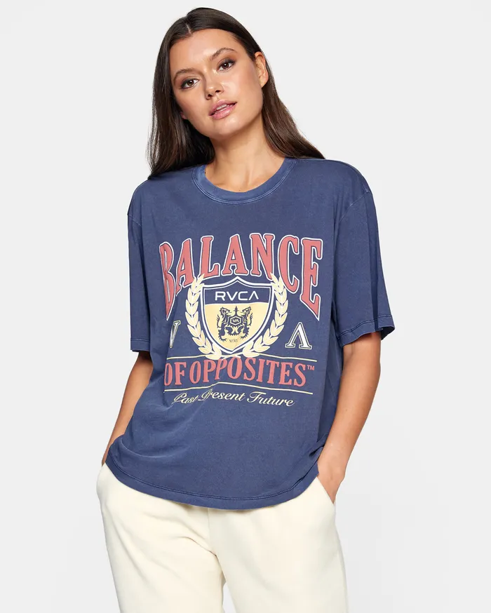 RVCA Womens Graphic Tees Cambridge Anyday Tee Moody Blue Mdy
