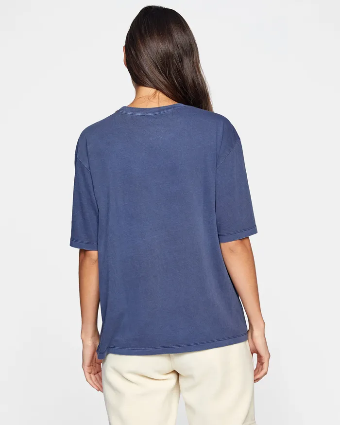 RVCA Womens Graphic Tees Cambridge Anyday Tee Moody Blue Mdy
