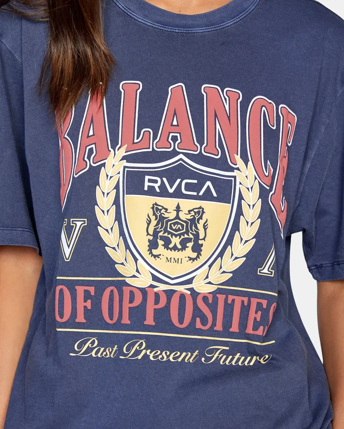 RVCA Womens Graphic Tees Cambridge Anyday Tee Moody Blue Mdy