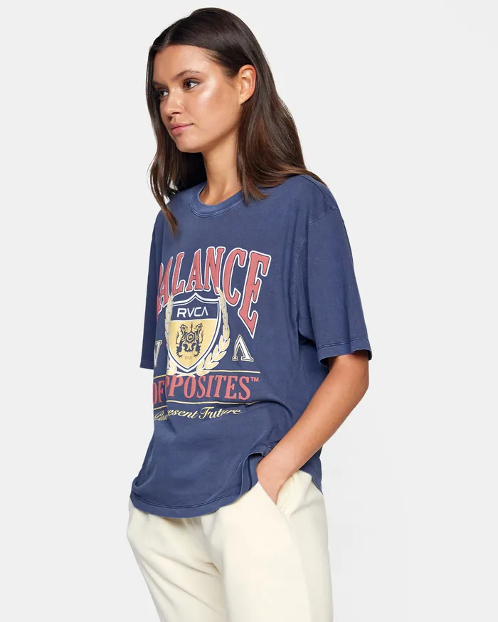 RVCA Womens Graphic Tees Cambridge Anyday Tee Moody Blue Mdy