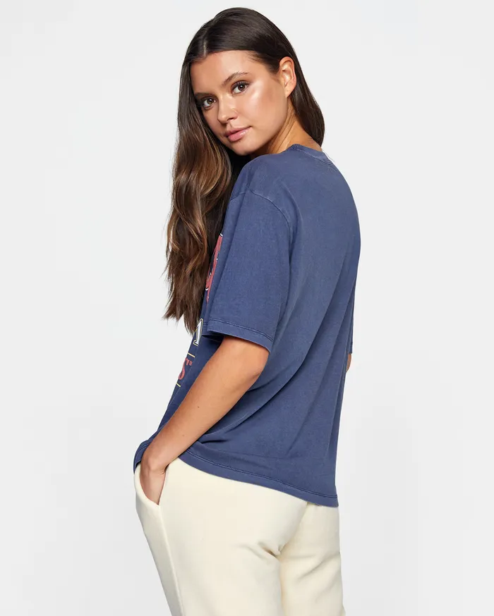 RVCA Womens Graphic Tees Cambridge Anyday Tee Moody Blue Mdy