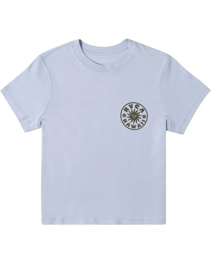 RVCA Womens Graphic Tees Hawaii Happy Sun Graphic Tee Iris Irs