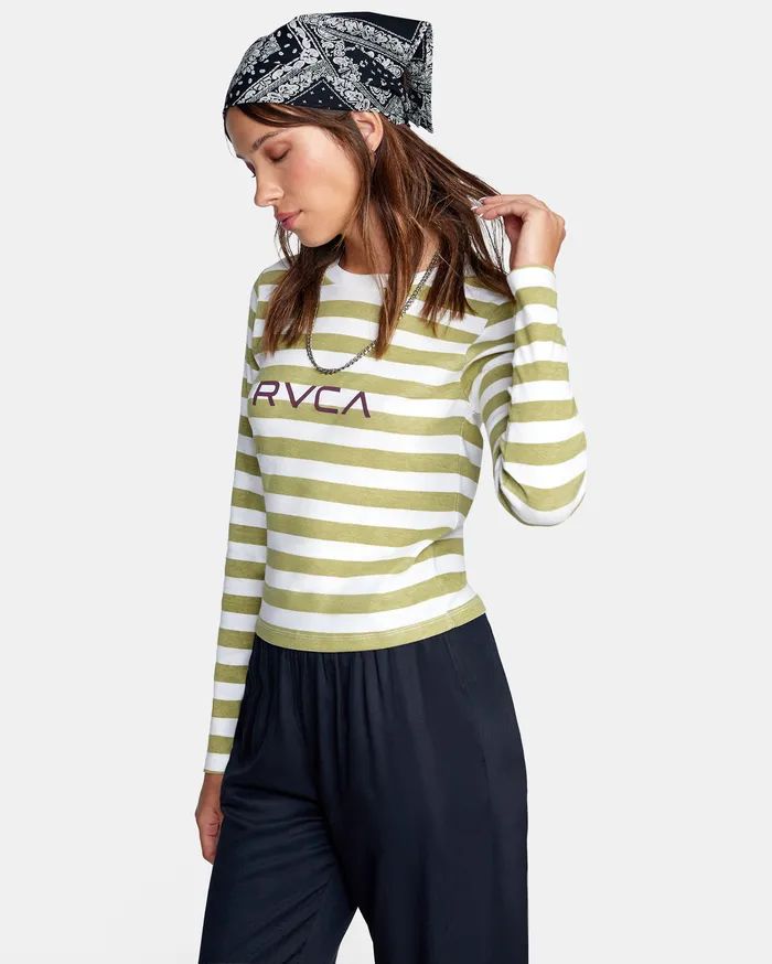 RVCA Womens Graphic Tees Little Rvca Long Sleeve Tee Vintage White Vwt