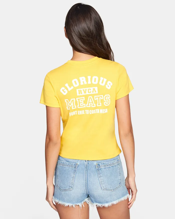 RVCA Womens Graphic Tees Matty Matheson Glorious Meats Tee Gold Gol