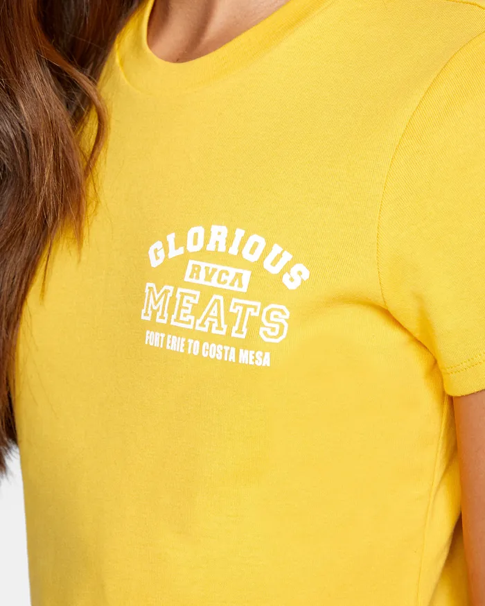 RVCA Womens Graphic Tees Matty Matheson Glorious Meats Tee Gold Gol
