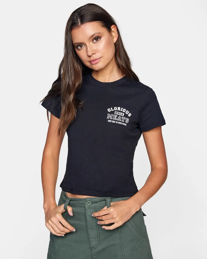 RVCA Womens Graphic Tees Matty Matheson Glorious Meats Tee Rvca Black Rvb