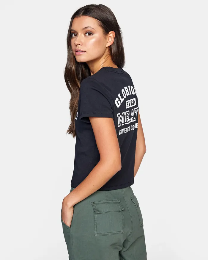 RVCA Womens Graphic Tees Matty Matheson Glorious Meats Tee Rvca Black Rvb