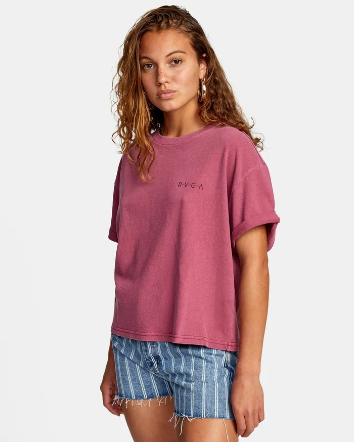 RVCA Womens Graphic Tees Merge Short Sleeve Tee Plum Berry Pby
