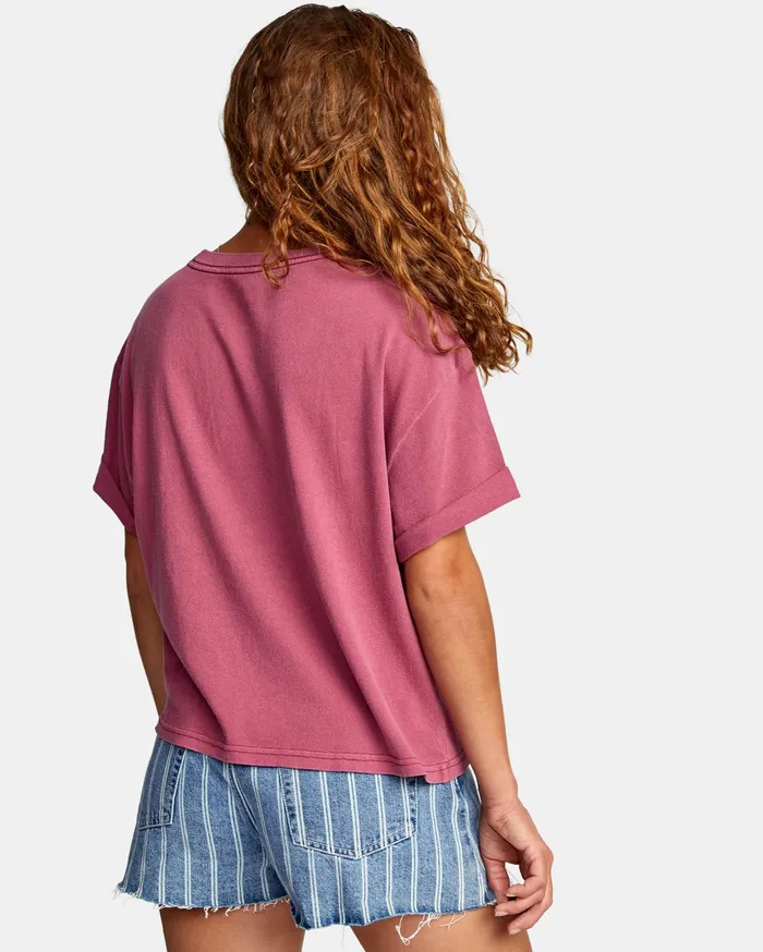 RVCA Womens Graphic Tees Merge Short Sleeve Tee Plum Berry Pby