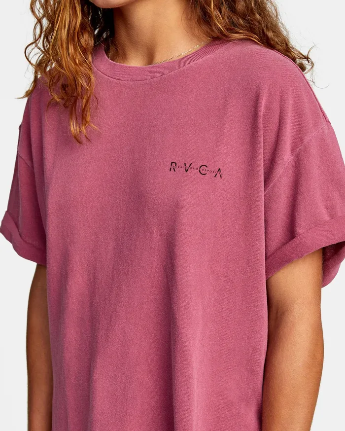 RVCA Womens Graphic Tees Merge Short Sleeve Tee Plum Berry Pby