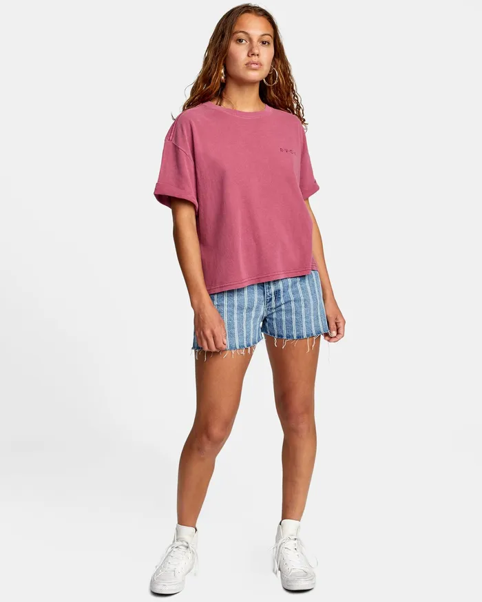 RVCA Womens Graphic Tees Merge Short Sleeve Tee Plum Berry Pby