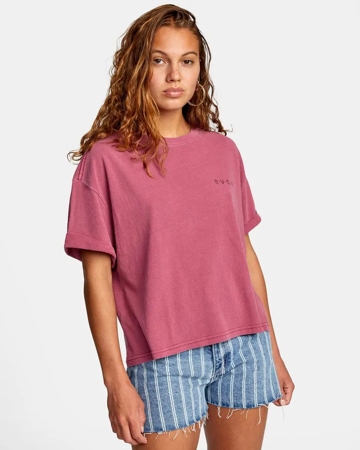 RVCA Womens Graphic Tees Merge Short Sleeve Tee Plum Berry Pby