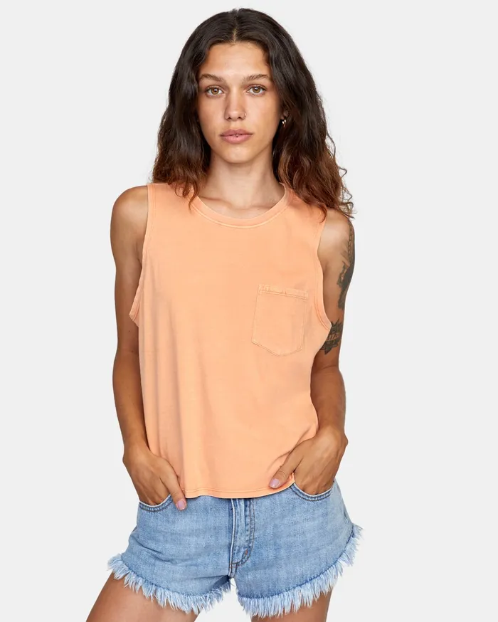RVCA Womens Graphic Tees Ptc Boxy Tank Top Burnt Coral Buc