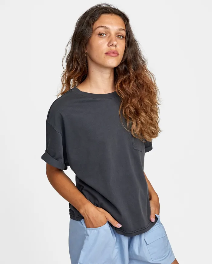 RVCA Womens Graphic Tees Ptc Roll It Short Sleeve Tee Black Blk
