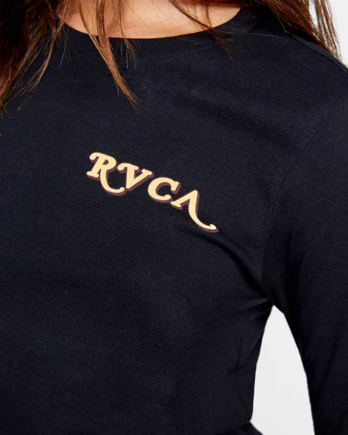RVCA Womens Graphic Tees Retro Long Sleeve Tee Black Blk
