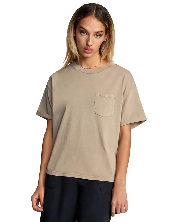 RVCA Womens Graphic Tees Roll It Tee Dark Khaki Dkh