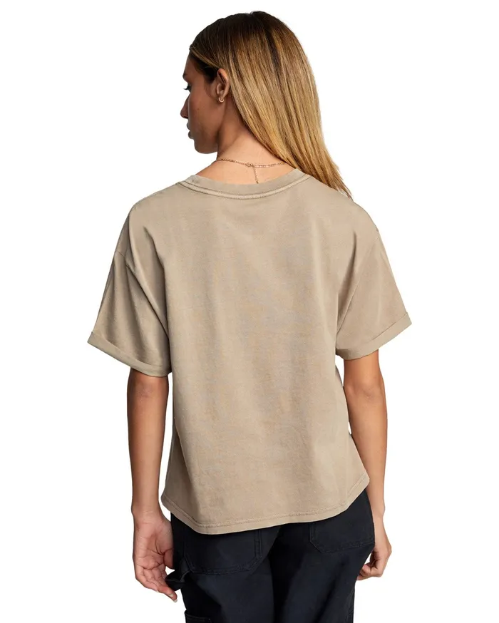 RVCA Womens Graphic Tees Roll It Tee Dark Khaki Dkh