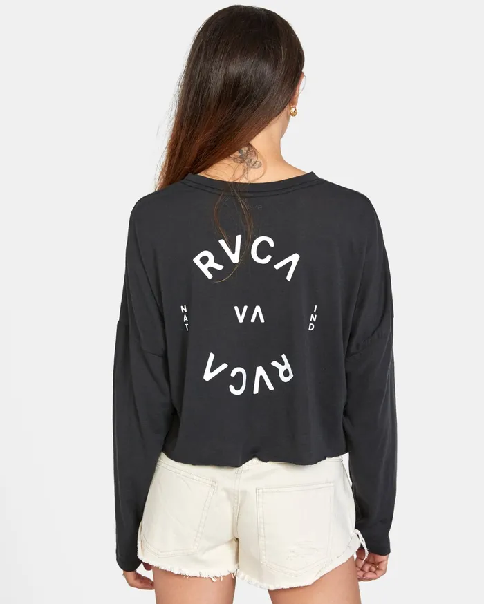 RVCA Womens Graphic Tees Rvca Balance Long Sleeve Tee Black Blk